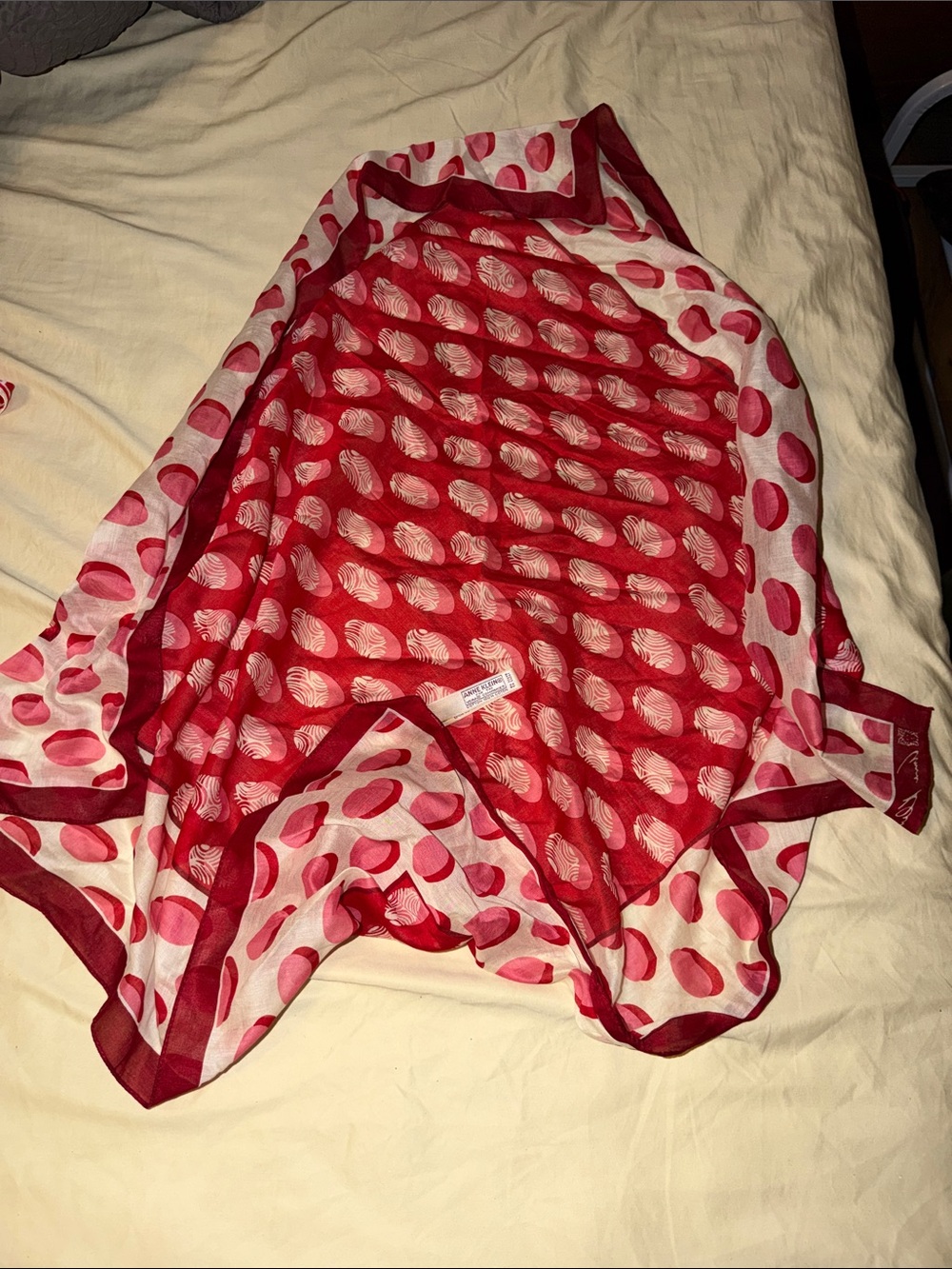 Anne Klein Red and White Polka Sheer Wrap